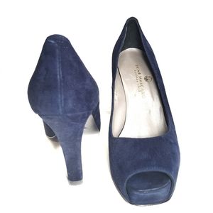 Jaime Mascaro Peep Toe Blue Suede Pump